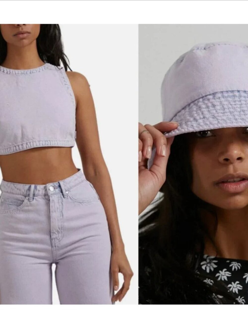 Afends Zelly Set Cropped Top & Bucket Hat Vintage Orchid Hemp Organic Cotton